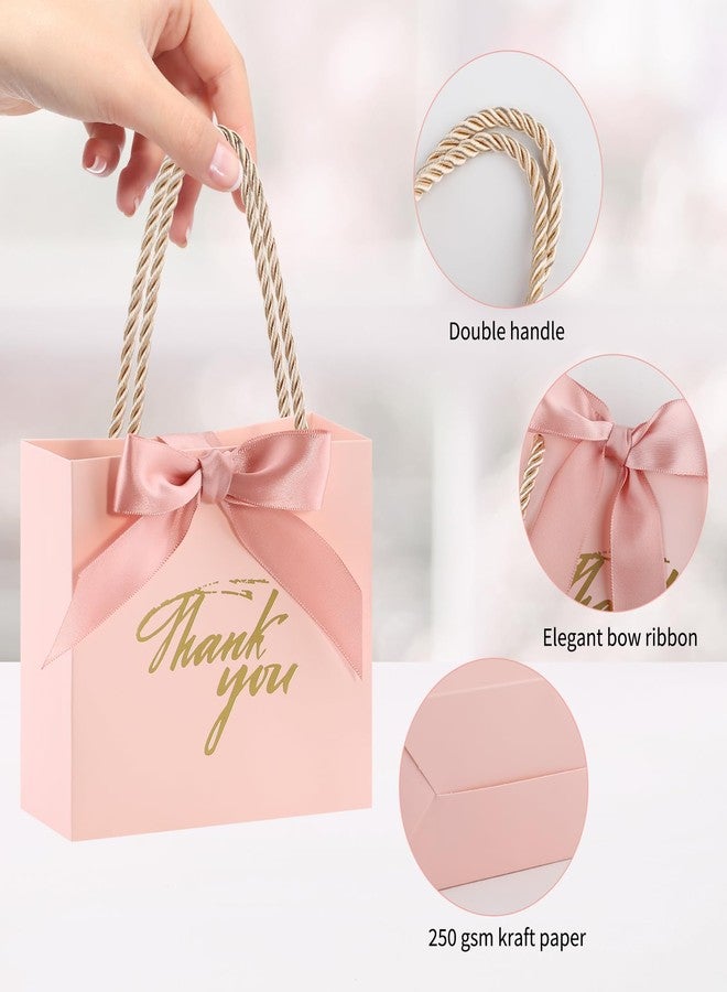 Motroce 20Pcs Small Thank You Gift Bags With Handles, 5.5 x 2.4 x 4.7 Inches Pink Mini Gift Bags Bulk, Party Favor Bags with Ribbons for Wedding Baby Shower Birthday Christmas - Image 3